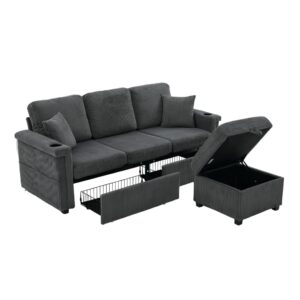Wohnli Möbelsuche - Sofa 4-Sitzer aus Cord dunkelgrau 194x73x81 cm