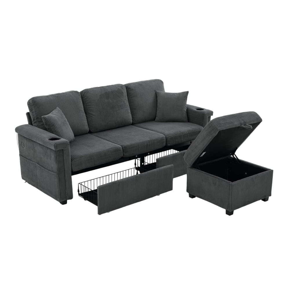 wohnli-moebel-suche-M26189000 Wohnli Möbelsuche - Sofa 4-Sitzer aus Cord dunkelgrau 194x73x81 cm