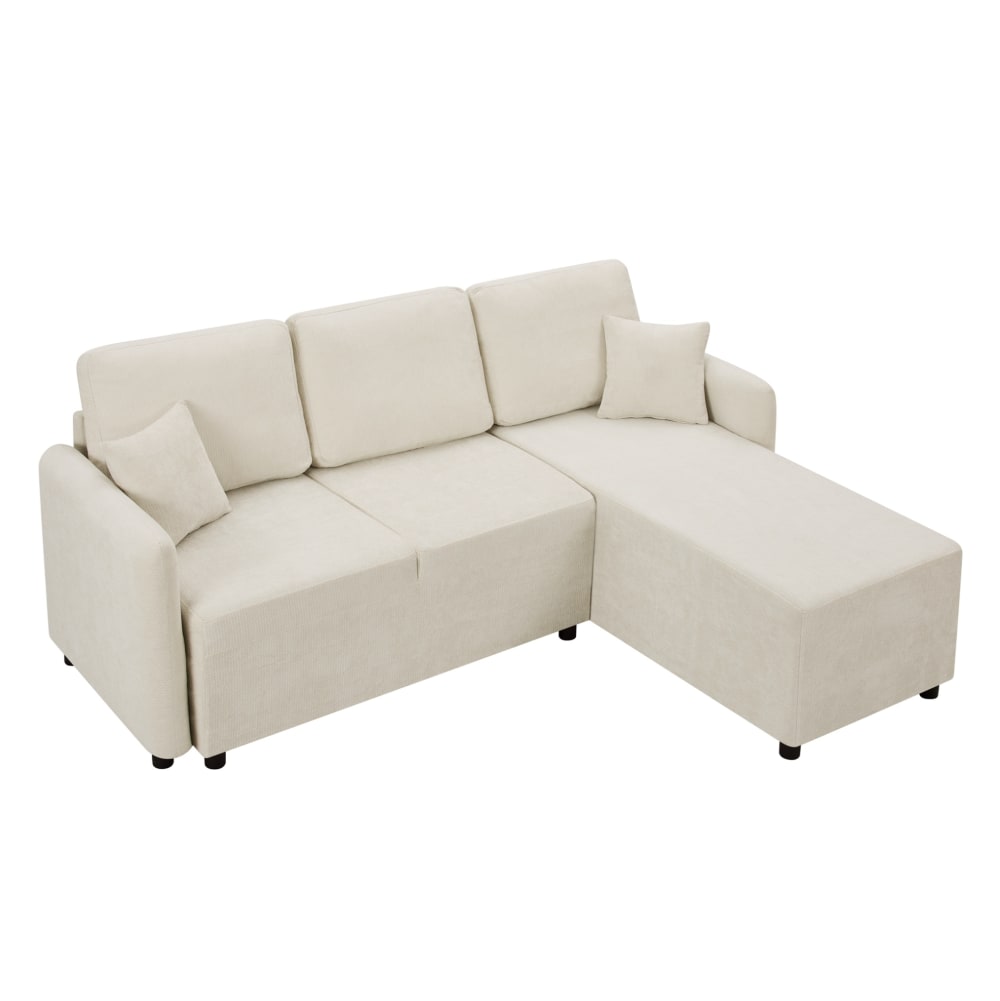 wohnli-moebel-suche-M26189001 Wohnli Möbelsuche - Ecksofa 3-Sitzer aus Chenille hellbeige 144 cm