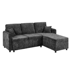 wohnli-moebel-suche-M26189003 Wohnli Möbelsuche - 3-Sitzer Ecksofa aus Chenille schwarz mit Kissen 144 cm