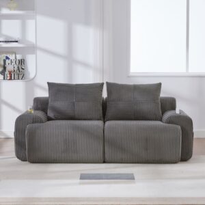 wohnli-moebel-suche-M26189024-1 Modulares 2-Sitzer-Sofa aus Cord dunkelgrau 200x80x99cm Stoff Grau Hauss Spole Sofas und Sessel Sofas Modulare Sofas