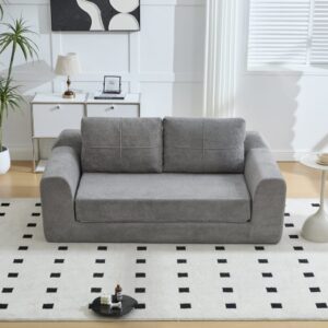 wohnli-moebel-suche-M26189026-1 Schlafsofa klappbar aus Stoff dunkelgrau mit Kissen 179x95x79 cm 178x62x96cm Stoff Grau Hauss Spole Sofas und Sessel Sofas Modulare Sofas
