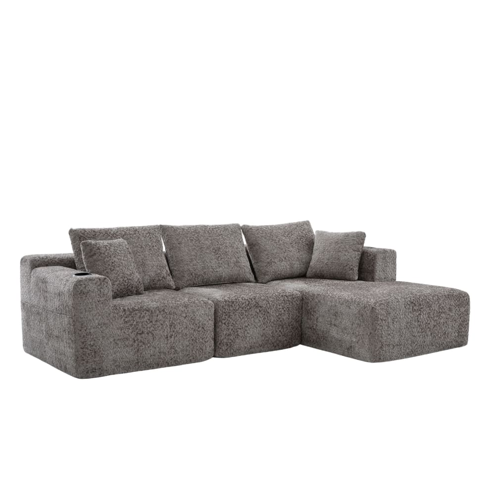 Wohnli Möbelsuche - Modulares Sofa aus Chenille dunkelgrau 261x165x80
