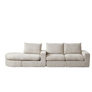 wohnli-moebel-suche-M26189028 Wohnli Möbelsuche - Modulares Chenille-Sofa beige mit wechselbarer Chaiselongue