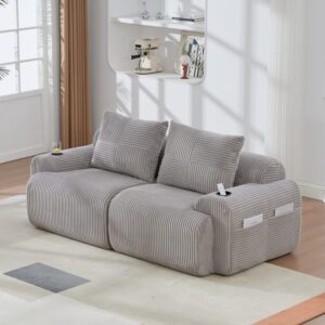 2-Sitzer-Sofa aus Cord hellgrau 200x99x80 cm 200x80x99cm Stoff Grau Hauss Spole Sofas und Sessel Sofas Modulare Sofas