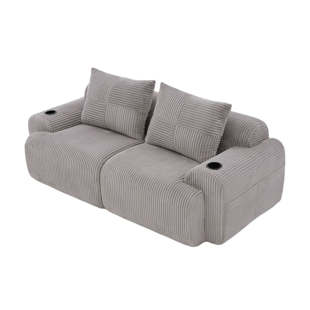 Wohnli Möbelsuche - 2-Sitzer-Sofa aus Cord hellgrau 200x99x80 cm