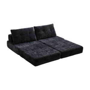 wohnli-moebel-suche-M26189033 Wohnli Möbelsuche - Schlafsofa klappbar aus Chenille schwarz mit Kissen 79x79x57 cm