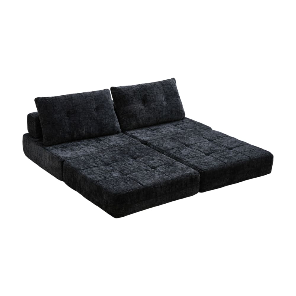 wohnli-moebel-suche-M26189033 Wohnli Möbelsuche - Schlafsofa klappbar aus Chenille schwarz mit Kissen 79x79x57 cm