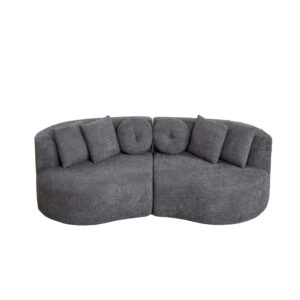 wohnli-moebel-suche-M26189035 Wohnli Möbelsuche - Chenille Sofa grau mit 6 Kissen 223x79x109 cm