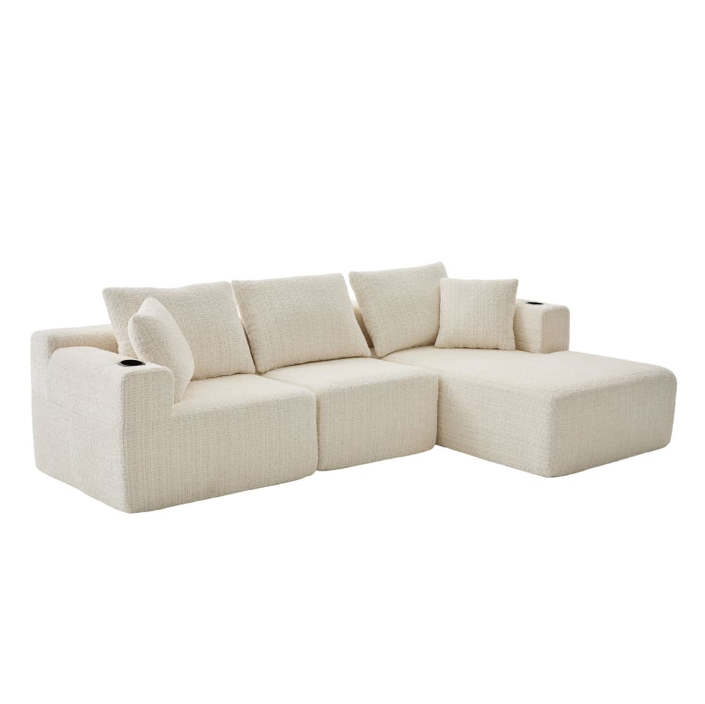wohnli-moebel-suche-M26189037 Wohnli Möbelsuche - Ecksofa aus Chenille beige mit Liegefläche 261x165x80
