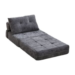 wohnli-moebel-suche-M26189039 Wohnli Möbelsuche - Klappsofa aus Chenille grau mit Kissen und Schlaffunktion 79x79x57 cm