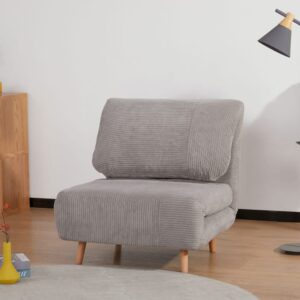 wohnli-moebel-suche-M26189124-1 Schlafsessel mit Cordbezug hellgrau 193x82 cm 82x83x89cm Stoff Grau Hauss Spole Sofas und Sessel Sessel, Poufs und Fußbänke Sessel