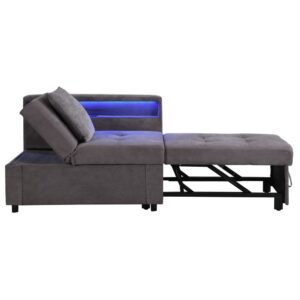 wohnli-moebel-suche-M26189129-1 Schlafsofa 3 in 1 aus Leinen dunkelgrau 177x68x65 cm 177x65x68cm Stoff Grau Hauss Spole Sofas und Sessel Sessel, Poufs und Fußbänke Sessel