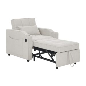 wohnli-moebel-suche-M26189130 Wohnli Möbelsuche - Schlafsessel aus Stoff beige mit USB und Bettfunktion 190 cm