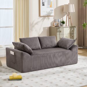 wohnli-moebel-suche-M26189133-1 2-Sitzer Sofa aus Stoff mit Taschen braun grau 170x60x86cm Stoff Braun Hauss Spole Sofas und Sessel Sofas Modulare Sofas