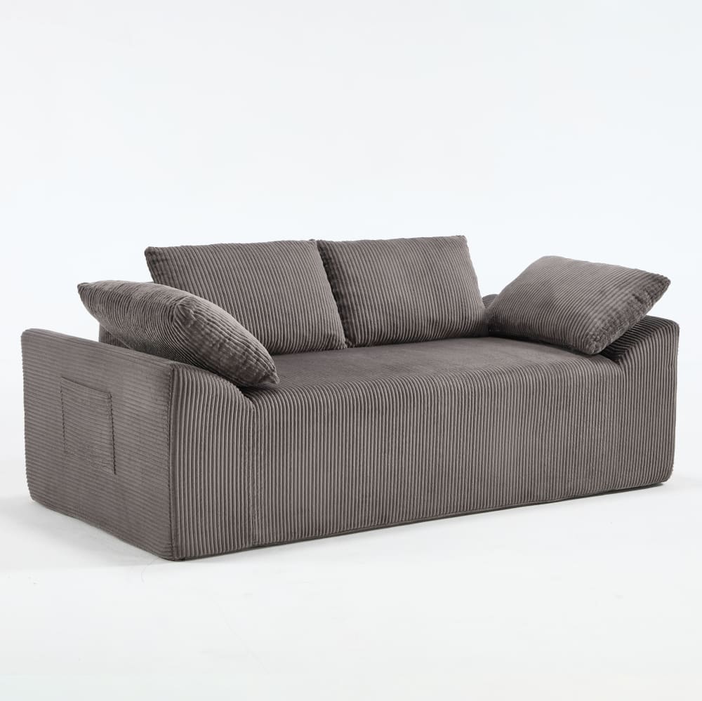 Wohnli Möbelsuche - 2-Sitzer Sofa aus Stoff mit Taschen braun grau