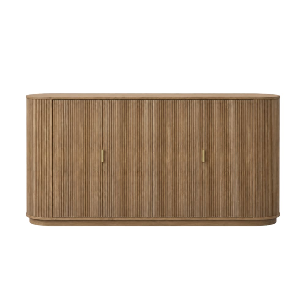 wohnli-moebel-suche-M26189612 Wohnli Möbelsuche - Sideboard mit 4 Türen in Eichenoptik und Lamellenfronten B160 cm