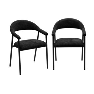 Wohnli Möbelsuche - 2er-Set Stühle aus Bouclé-Stoff B56 cm - Schwarz