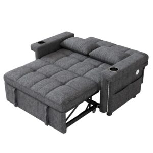 wohnli-moebel-suche-M26190535 Wohnli Möbelsuche - Schlafsofa 2-Sitzer aus Chenille grau mit LED und USB/Type-C