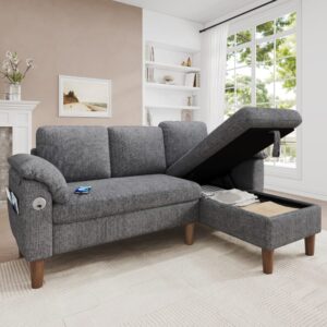 wohnli-moebel-suche-M26190537-1 Modulares Ecksofa aus Chenille hellgrau 181x88x125cm Stoff Grau Hauss Spole Sofas und Sessel Sofas Ecksofas