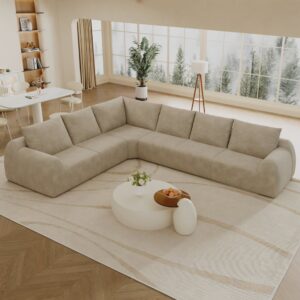 Sofa aus Chenillegewebe khaki 334x85x267cm Stoff Beige Hauss Spole Sofas und Sessel Sofas Ecksofas