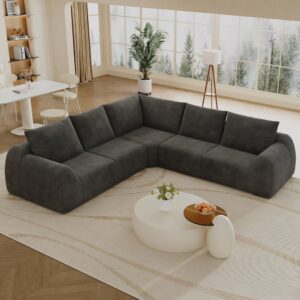 Sofa aus Chenillestoff dunkelgrau 267x85x267cm Stoff Grau Hauss Spole Sofas und Sessel Sofas Ecksofas