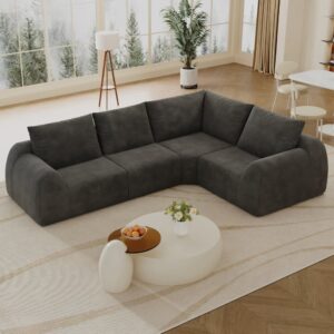 Sofa aus Chenille-Stoff dunkelgrau 267x85x200cm Stoff Grau Hauss Spole Sofas und Sessel Sofas Ecksofas