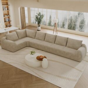 wohnli-moebel-suche-M26190542-1 Sofa aus Chenillestoff khaki 401x85x200cm Stoff Beige Hauss Spole Sofas und Sessel Sofas Ecksofas
