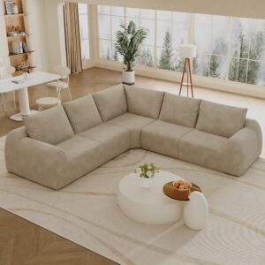 wohnli-moebel-suche-M26190543-1 Sofa aus Chenille khaki 267x85x267cm Stoff Beige Hauss Spole Sofas und Sessel Sofas Ecksofas