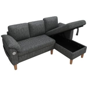 wohnli-moebel-suche-M26190545 Wohnli Möbelsuche - Modulares Ecksofa aus Chenille dunkelgrau mit Stauraum