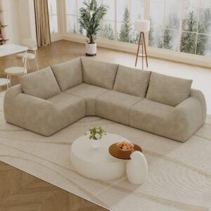 Sofa aus Chenille khaki 267x85x200cm Stoff Beige Hauss Spole Sofas und Sessel Sofas Ecksofas
