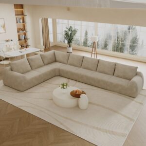 wohnli-moebel-suche-M26190547-1 Sofa aus Chenille khaki 401x85x267cm Stoff Beige Hauss Spole Sofas und Sessel Sofas Ecksofas