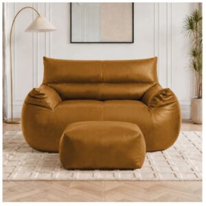 Sitzsack-Sessel aus technischem Stoff Braun mit Fußhocker 135x75x100cm Stoff Braun Hauss Spole Sofas und Sessel Sessel, Poufs und Fußbänke Sessel