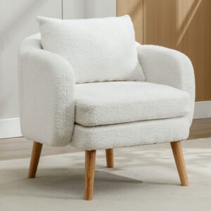 wohnli-moebel-suche-M26190555-1 Einzelsofa aus Teddy-Samt weiß 71x71x72cm Stoff Weiß Hauss Spole Sofas und Sessel Sessel, Poufs und Fußbänke Sessel