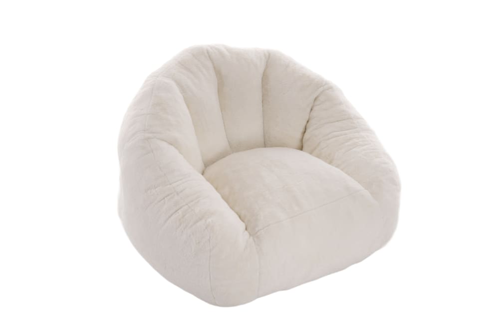 Wohnli Möbelsuche - Sitzsack aus Polyester in Kunstfell-Optik weiß mit Rückenlehne