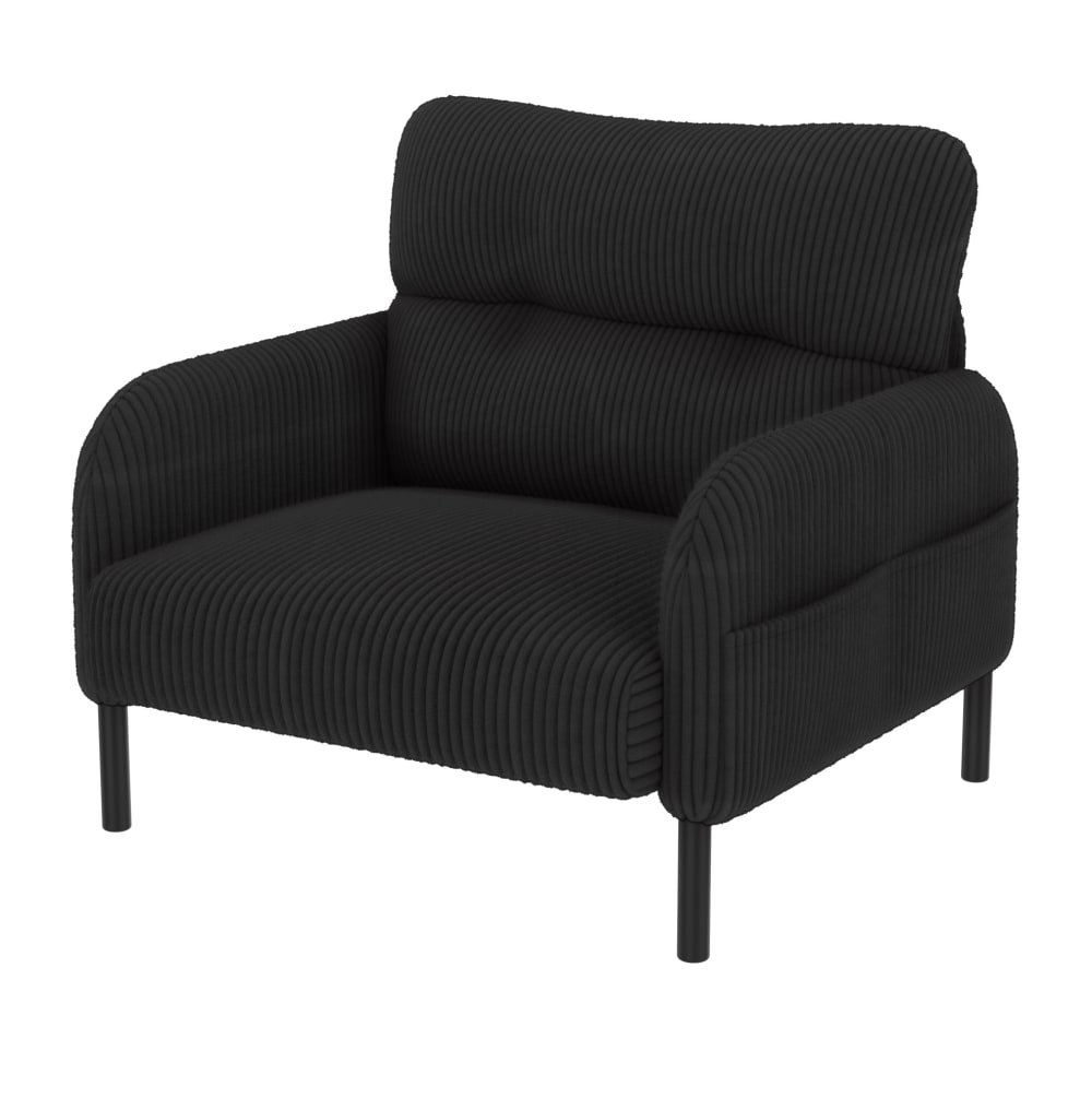 wohnli-moebel-suche-M26190560 Wohnli Möbelsuche - Sessel aus Cord in Schwarz mit Seitentasche