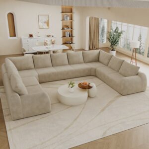 Sofa aus Chenille in Khaki 411x85x267cm Stoff Beige Hauss Spole Sofas und Sessel Sofas Wohnlandschaften