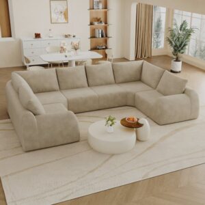wohnli-moebel-suche-M26190565-1 Ecksofa aus Chenille khaki 344 cm 344x85x200cm Stoff Beige Hauss Spole Sofas und Sessel Sofas Wohnlandschaften