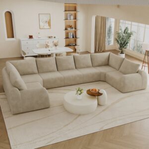 Sofa aus Chenille khaki 411x85x200cm Stoff Beige Hauss Spole Sofas und Sessel Sofas Wohnlandschaften