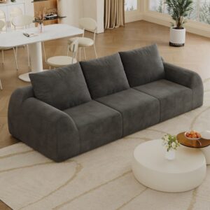 wohnli-moebel-suche-M26190568-1 Sofa aus Chenille dunkelgrau 257 cm 257x85x95cm Stoff Grau Hauss Spole Sofas und Sessel Sofas 2-Sitzer-Sofas & 3-Sitzer-Sofas
