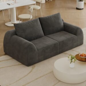 wohnli-moebel-suche-M26190569-1 Sofa aus Chenille dunkelgrau 190x85x95cm Stoff Grau Hauss Spole Sofas und Sessel Sofas 2-Sitzer-Sofas & 3-Sitzer-Sofas