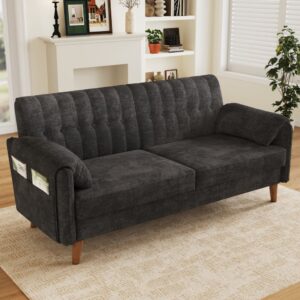wohnli-moebel-suche-M26190574-1 2-Sitzer-Sofa aus Chenille dunkelgrau 162x84x79cm Stoff Grau Hauss Spole Sofas und Sessel Sofas 2-Sitzer-Sofas & 3-Sitzer-Sofas