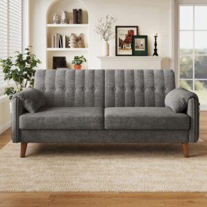 wohnli-moebel-suche-M26190577-1 Sofa 2-Sitzer aus Chenille hellgrau 162x84x79cm Stoff Taupe Hauss Spole Sofas und Sessel Sofas 2-Sitzer-Sofas & 3-Sitzer-Sofas