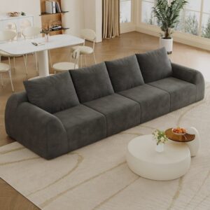 wohnli-moebel-suche-M26190580-1 Sofa aus Chenille dunkelgrau 324 cm 324x85x95cm Stoff Grau Hauss Spole Sofas und Sessel Sofas 2-Sitzer-Sofas & 3-Sitzer-Sofas