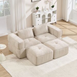 wohnli-moebel-suche-M26190582-1 2-Sitzer-Modulsofa aus Polyester beige 198x67x162cm PES - Polyester Beige Hauss Spole Sofas und Sessel Sofas Modulare Sofas
