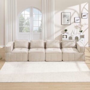 wohnli-moebel-suche-M26190596-1 Modulares Sofa 4-Sitzer aus Polyester beige 344x67x93cm PES - Polyester Beige Hauss Spole Sofas und Sessel Sofas Modulare Sofas