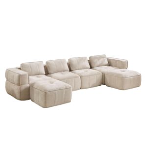 wohnli-moebel-suche-M26190598 Wohnli Möbelsuche - Modulares Sofa aus Polyester beige mit 2 Hockern