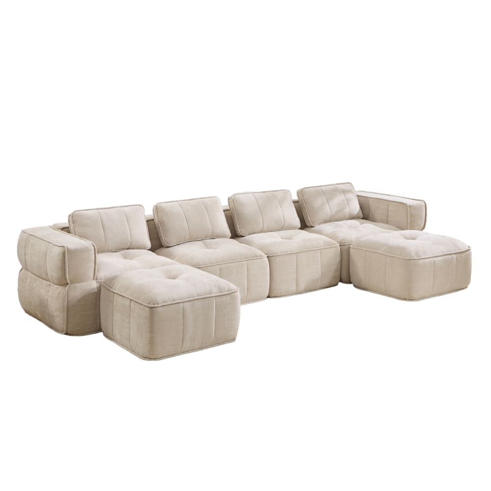 wohnli-moebel-suche-M26190598 Wohnli Möbelsuche - Modulares Sofa aus Polyester beige mit 2 Hockern