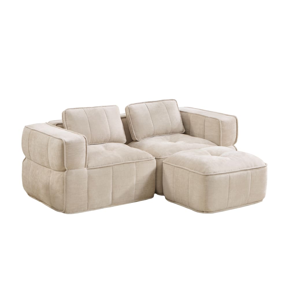 wohnli-moebel-suche-M26190605 Wohnli Möbelsuche - Modulares Sofa aus Polyester beige mit Hocker