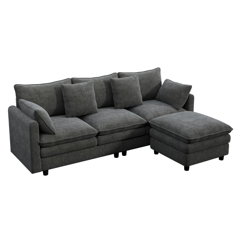 wohnli-moebel-suche-M26190608 Wohnli Möbelsuche - Ecksofa 3-Sitzer aus Chenille grau mit Chaiselongue